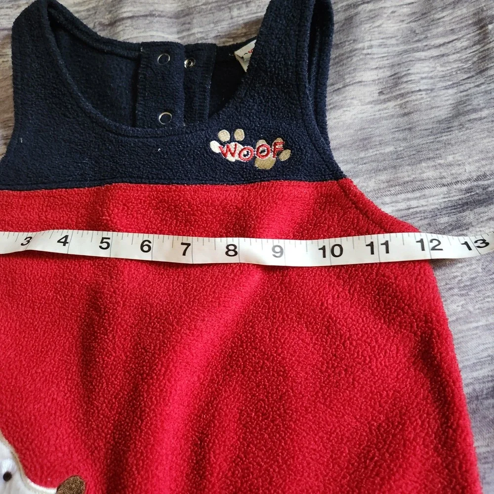 OshKosh B'gosh Red Fleece Dog Applique Overalls Jumper Baby 18‎ Months